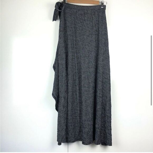 Nordstrom Susina faux Wrap maxi side tie stretch jersey waterfall stripe Skirt M - Picture 2 of 12